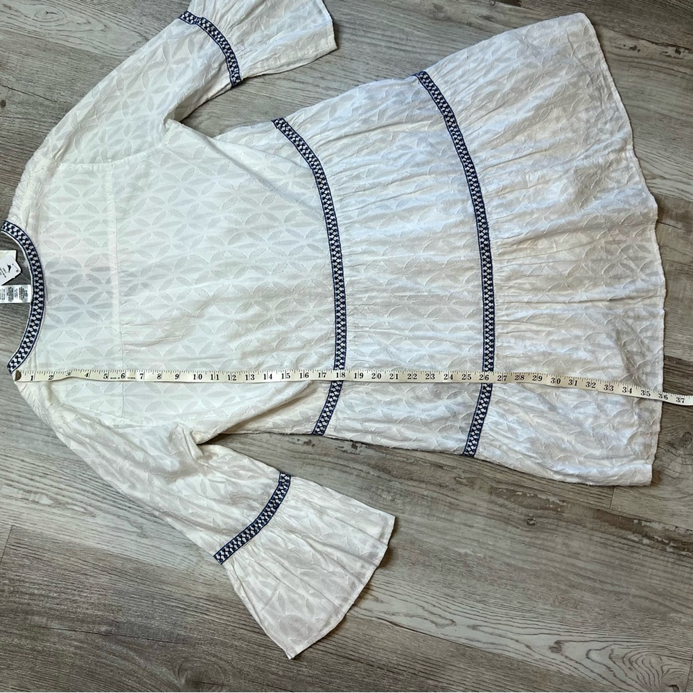 Tommy Bahama Dress Embroidered Tiered Size XS Cotton Tassels Boho Bohemian NWT - Picture 10 of 12